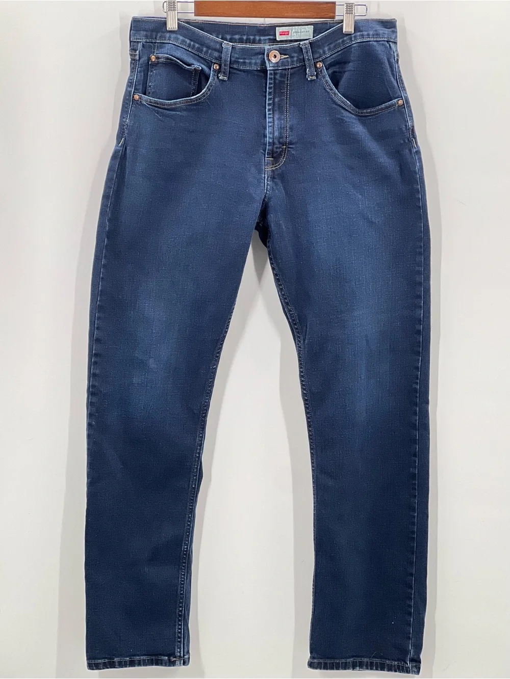 J027 Men's Dark Blue Jeans - Classic Straight Fit 34x30